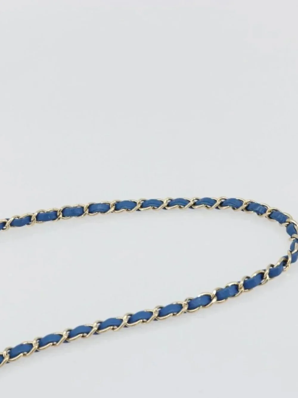 CHANEL Mini Matelasse 19 Chain Bag Lamb Skin Blue Gold CC Auth 182032SAV